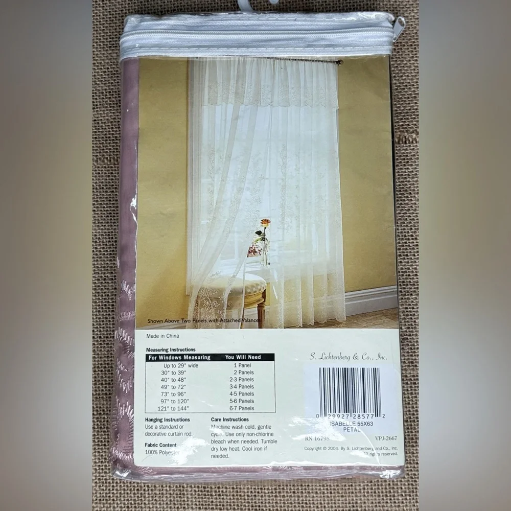 Vintage S Lichtenberg Mauve Pink Embroidered Curtain Panel Isabelle Cottage Core